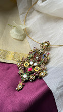 Load image into Gallery viewer, One of a kind, 92.5 gold polish kundan work pendant with hasli 3