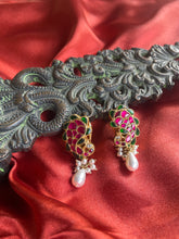 Load image into Gallery viewer, Silver 92.5 gold polish kundan peacock studs