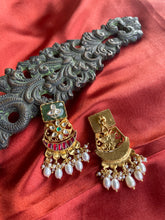 Load image into Gallery viewer, Silver 92.5 gold polish kundan chandbalis earrings