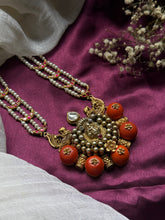 Load image into Gallery viewer, Statement vintage style nagru coral necklace