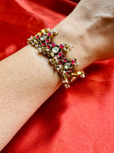 Load image into Gallery viewer, Ruby red kundan bracelet/Ponchi