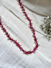 Load image into Gallery viewer, Rubies & pearls on silver single chain