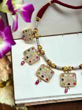 Load image into Gallery viewer, Statement inlay work  Navarathna  necklace