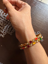 Load image into Gallery viewer, Gold polish navaratna single bangle