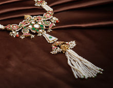 Load image into Gallery viewer, Statement pearl necklace with kundan stones