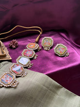 Load image into Gallery viewer, One of a kind statement handpainted Srinath ji necklace and earrings set