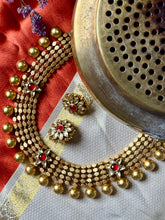 Load image into Gallery viewer, One of a kind gold polish kundan work statement necklace set