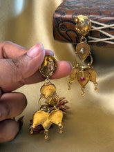 Load image into Gallery viewer, Vintage inspired (925 silver)mango earrings in gold polish
