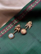 Load image into Gallery viewer, Kundan work (925 silver) earrings in gold polish