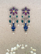 Load image into Gallery viewer, Guldasta (Mughal Flower) Kundan Earrings - Pink