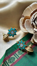 Load image into Gallery viewer, Kundan work (925 silver) earrings in gold polish