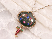 Load image into Gallery viewer, Statement inlay work aventurine pendant with pearl necklace