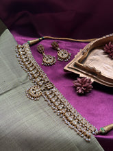 Load image into Gallery viewer, Statement white kundan necklace with earrings