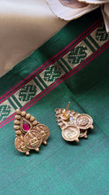 Load image into Gallery viewer, Kundan work (925 silver) earrings in gold polish