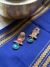 Load image into Gallery viewer, Kundan work (925 silver) earrings in gold polish