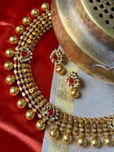 Load image into Gallery viewer, One of a kind gold polish kundan work statement necklace set