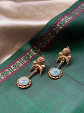 Load image into Gallery viewer, Kundan work (925 silver) earrings in gold polish