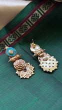 Load image into Gallery viewer, Kundan work (925 silver) earrings in gold polish