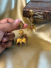 Load image into Gallery viewer, Vintage inspired (925 silver)mango earrings in gold polish