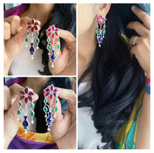 Load image into Gallery viewer, Guldasta (Mughal Flower) Kundan Earrings - Pink