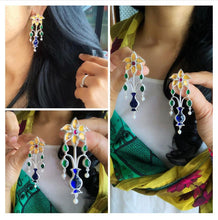 Load image into Gallery viewer, Guldasta (Mughal Flower) Kundan Earring - Yellow