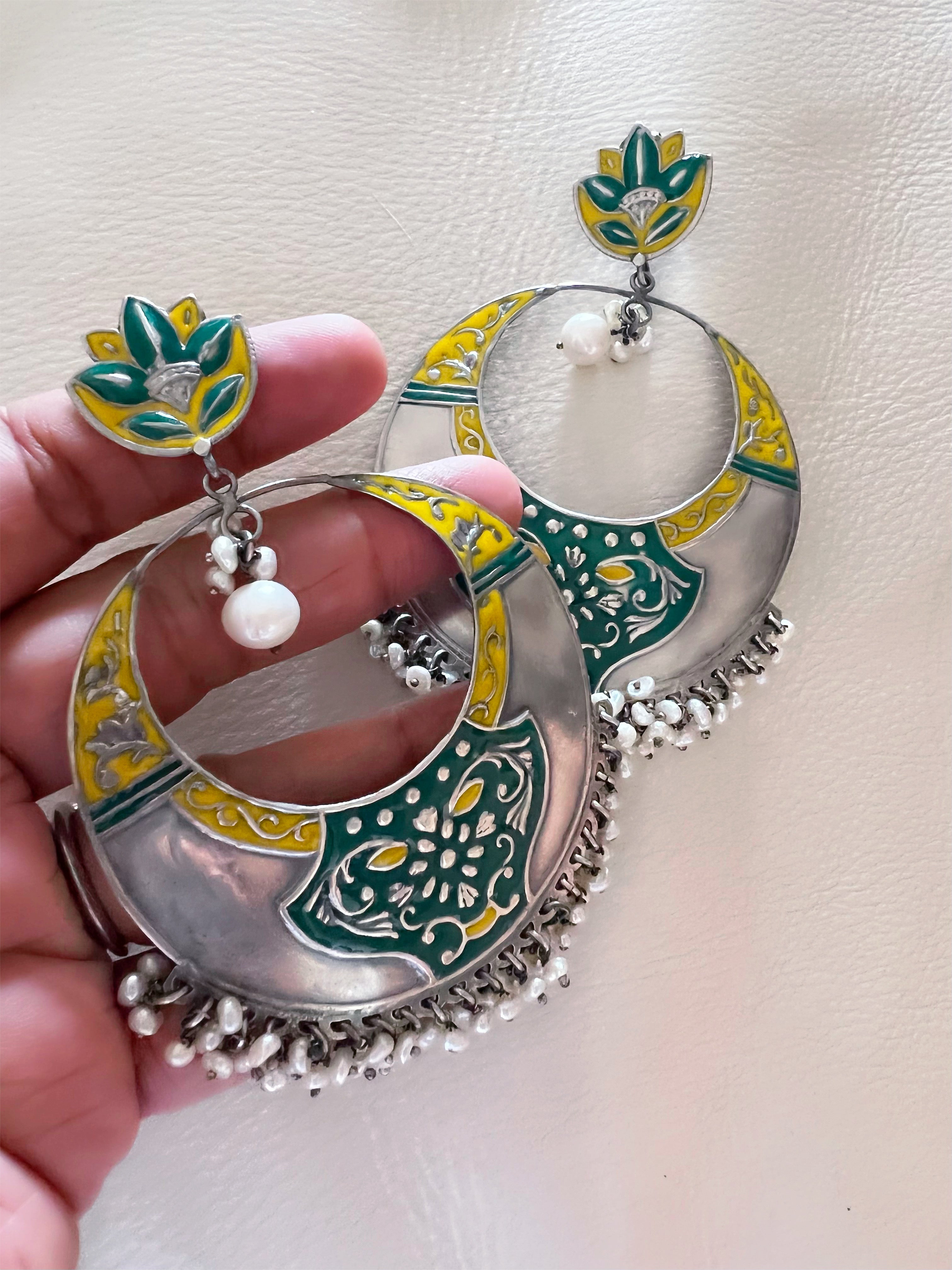 Meenakari Statement Earrings 02 Potpourri Studio