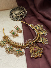 Load image into Gallery viewer, Statement guttapusalu necklace set  in silver 925 and gold polish
