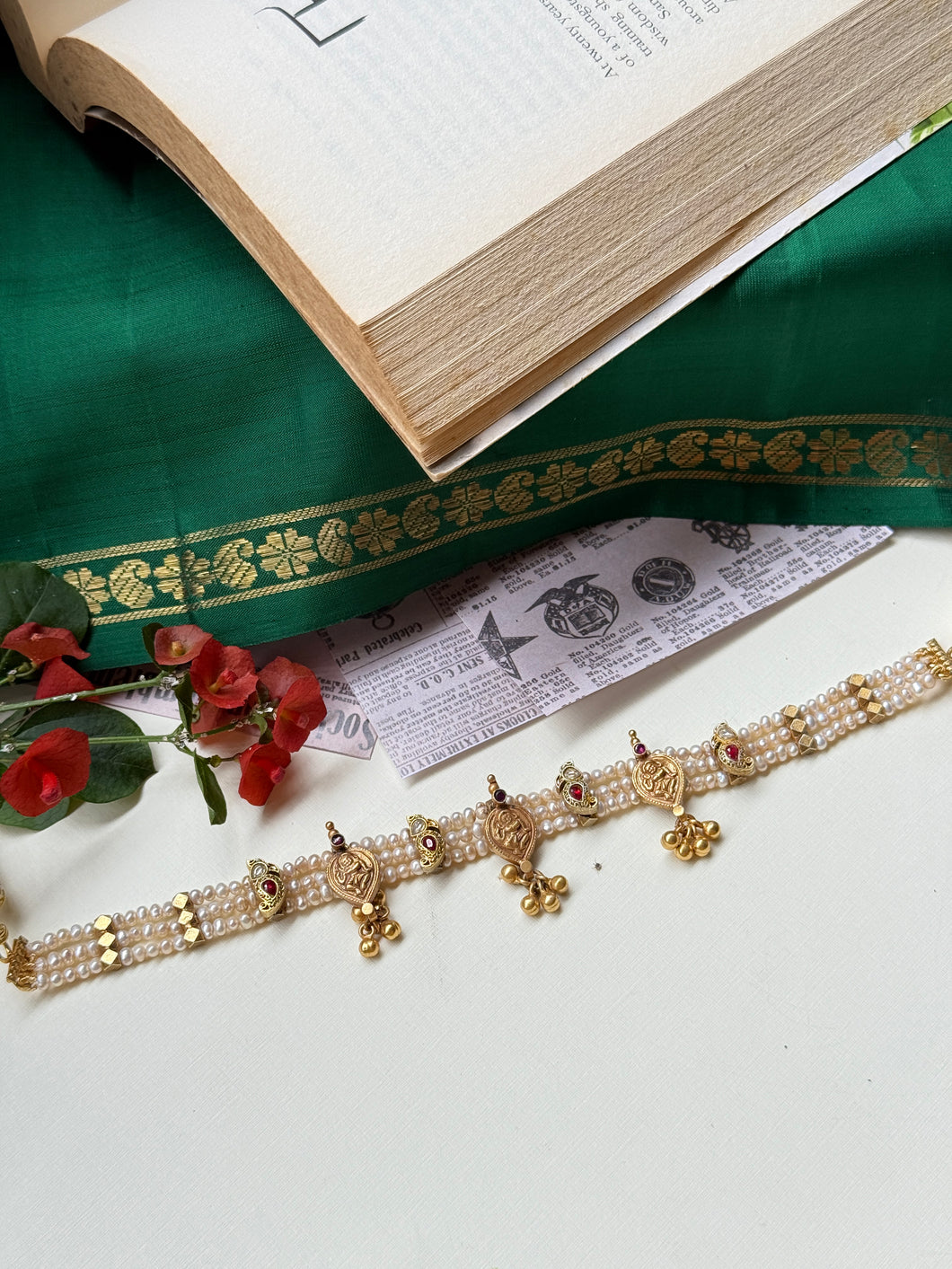 One of a kind silver pearl choker