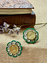 Load image into Gallery viewer, Statement Silver 92.5 victorian empress coin studs
