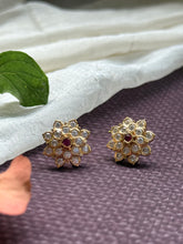 Load image into Gallery viewer, South Indian traditional stone studs in silver 925
