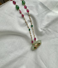 Load image into Gallery viewer, Dainty Inlay work neckpiece in natural aventurine and gemstones
