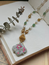 Load image into Gallery viewer, Dainty Inlay work necklace in natural aventurine and gemstones
