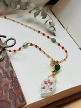 Load image into Gallery viewer, Dainty Inlay work necklace in natural aventurine and gemstones
