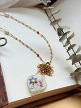 Load image into Gallery viewer, Dainty Inlay work necklace in natural aventurine and gemstones
