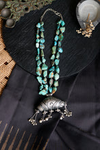 Load image into Gallery viewer, One of a kind natural turquoise necklace with vintage pendant
