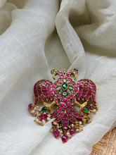 Load image into Gallery viewer, Gandaberunda statement pendant in silver 925 and gold polish

