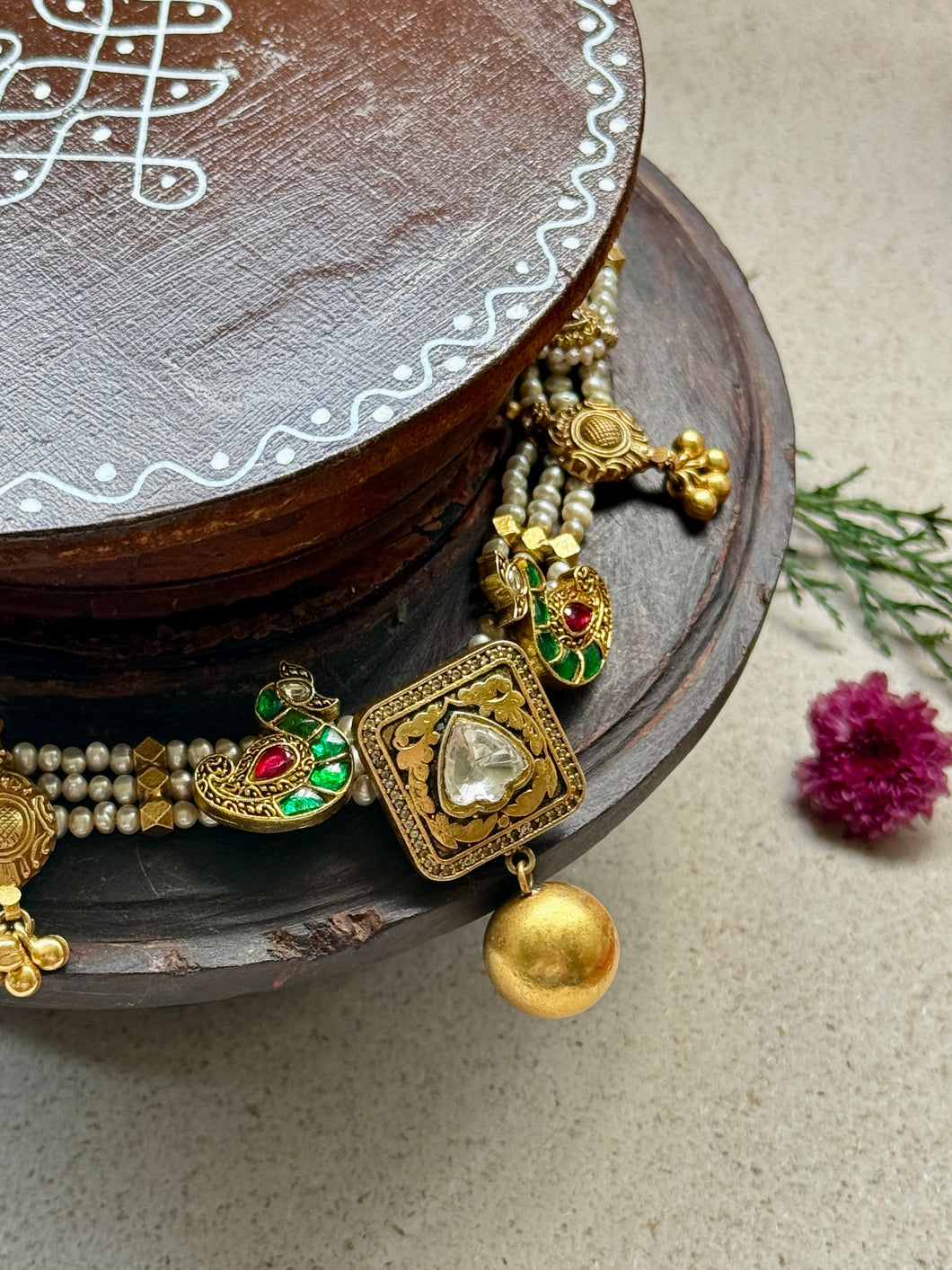One of a kind silver pearl choker