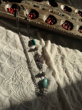 Load image into Gallery viewer, Silver &amp; turquoise stone double layer mope pendant chain
