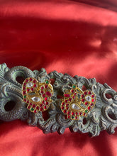 Load image into Gallery viewer, Silver 92.5 gold polish kundan peacock earrings
