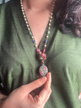 Load image into Gallery viewer, Statement inlay work natural jade pendant neck chain
