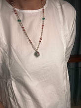 Load image into Gallery viewer, Dainty Inlay work neckpiece in natural aventurine and gemstones
