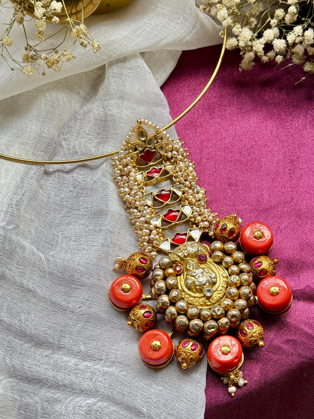 Statement vintage style nagru pendant with hasli
