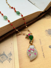 Load image into Gallery viewer, Dainty Inlay work necklace in natural aventurine and gemstones
