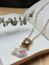 Load image into Gallery viewer, Dainty Inlay work necklace in natural aventurine and gemstones
