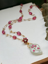 Load image into Gallery viewer, Dainty Inlay work necklace in natural aventurine and gemstones
