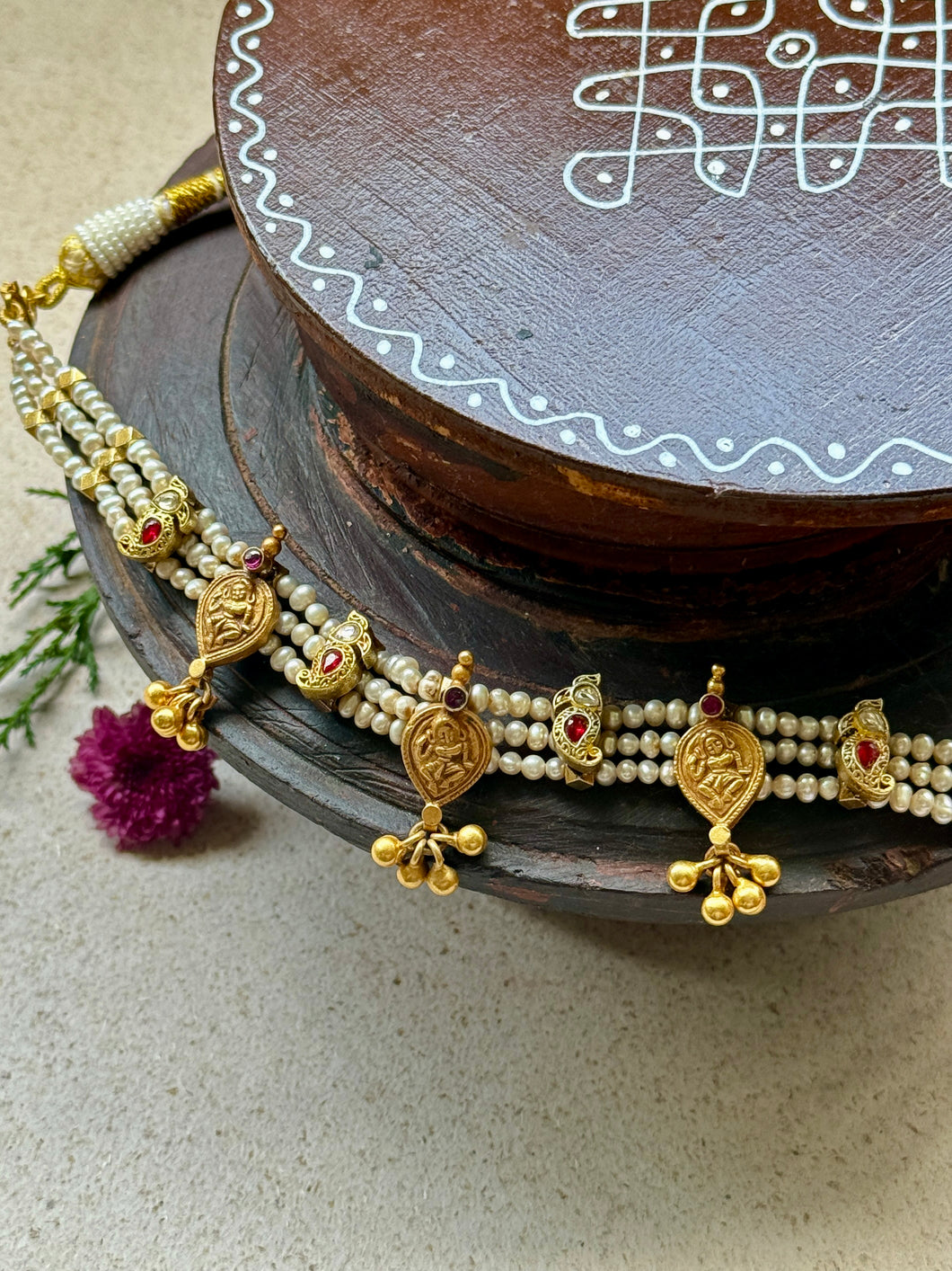 One of a kind silver pearl choker