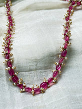Load image into Gallery viewer, Rubies &amp; pearls on silver single chain
