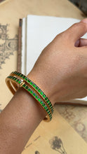Load image into Gallery viewer, Emerald green  kundan openable kundan stone bangle
