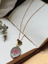 Load image into Gallery viewer, Dainty Inlay work necklace in natural aventurine and gemstones
