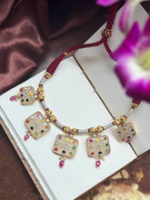 Load image into Gallery viewer, Statement inlay work  Navarathna  necklace
